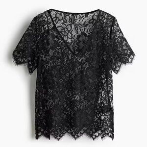 H&M Lace Top (Black, Size M)